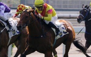 Ho Ho Khan, ridden by Vincent Ho dashes clear to win in Class Two company earlier this year. Photos: Kenneth Chan