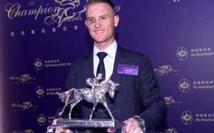 Zac Purton after winning the Most Popular Jockey Of The Year award on Friday night. Photos: Kenneth Chan