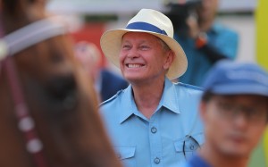 John Moore is all smiles after Aethero’s win on Saturday. Photo: Kenneth Chan