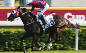 Alfred Chan pilots Encouraging to a track record-breaking win at Sha Tin on Saturday. Photos: Kenneth Chan
