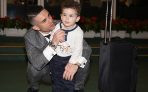 Umberto Rispoli with his son Hayden after his final ride in Hong Kong on Sunday. Photos: Kenneth Chan