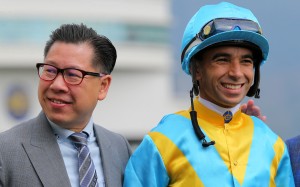 Trainer Dennis Yip celebrates a winner with jockey Joao Moreira. Photos: Kenneth Chan