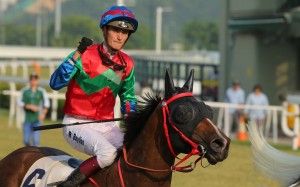 Regan Bayliss celebrates the last winner of his Hong Kong stint in October. Photos: Kenneth Chan