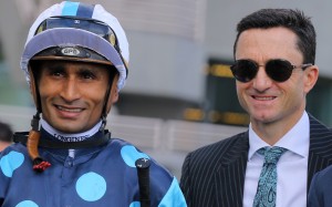 Karis Teetan and Douglas Whyte are all smiles after Will Power’s win at Sha Tin on Sunday. Photos: Kenneth Chan