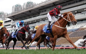 Time Warp wins the Hong Kong Gold Cup in front of an empty stand at Sha Tin on Sunday. Photos: Kenneth Chan
