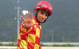 Joao Moreira laps up his five-win haul after saluting aboard Shining Ace. Photos: Kenneth Chan