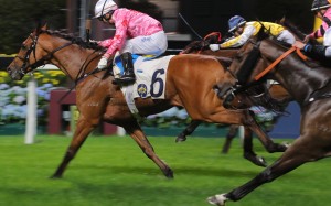 Matthew Chadwick drives Good Shot to victory at Happy Valley on Wednesday night. Photos: Kenneth Chan