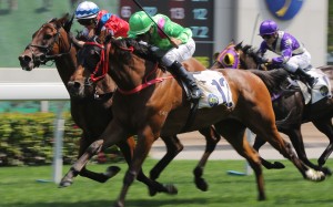 Joao Moreira and Leading Fortune edge out Zac Purton and Party Genius at Sha Tin on Sunday. Photos: Kenneth Chan