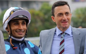 Douglas Whyte with jockey Karis Teetan after a win from Will Power this season. Photos: Kenneth Chan