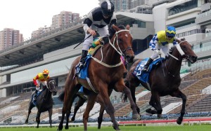 Exultant wins the Group One Standard Chartered Champions & Chater Cup. Photos: Kenneth Chan