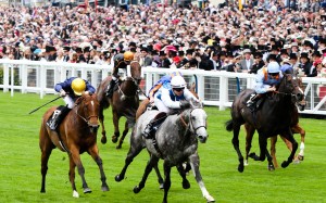 Solow (Maxime Guyon) wins the Queen Anne Stakes at Royal Ascot in 2015, with Hong Kong runner Able Friend (Joao Moreira) a distant sixth. Photo: Liesl King