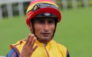 Karis Teetan celebrates his four-timer at Sha Tin on Sunday. Photo: Kenneth Chan