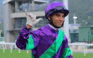 Joao Moreira celebrates his six-timer after winning aboard Excellent Proposal. Photos: Kenneth Chan