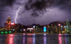 Lightning lashes Hong Kong in September. Photo: Felix Wong