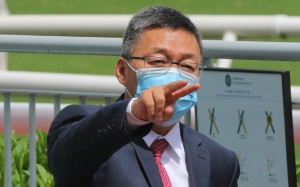 Francis Lui celebrates one of his eight winners so far this season. Photos: Kenneth Chan