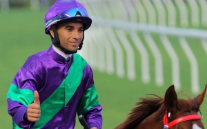 Joao Moreira celebrates winning on Excellent Proposal with his last ride before his suspension. Photos: Kenneth Chan