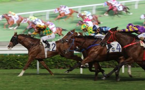 Mighty Giant beats Sky Field, Ballistic King and Lucky Express on Saturday. Photo: Kenneth Chan