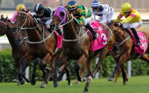 Joao Moreira guides Furore to victory in Sunday’s Group Three Sa Sa Ladies’ Purse (1,800m). Photos: Kenneth Chan