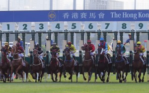 The field jumps for the 2019 Jockey Club Cup. Photos: Kenneth Chan