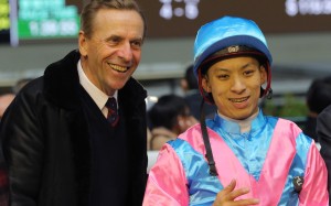 Trainer John Size and jockey Matthew Chadwick celebrate a winner. Photos: Kenneth Chan