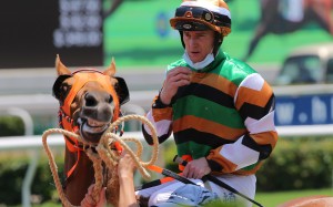 Zac Purton after winning aboard Eligere at Sha Tin on Saturday. Photos: Kenneth Chan