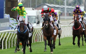 Russian Emperor (right) runs second to Sky Darci (left) in the Hong Kong Derby. Photos: Kenneth Chan