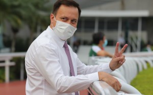 Caspar Fownes celebrates a double at Sha Tin on Sunday. Photo: Kenneth Chan