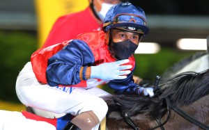 Karis Teetan celebrates his four-timer at Happy Valley on Wednesday night. Photos: Kenneth Chan