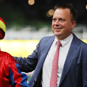 Caspar Fownes celebrates a Happy Valley victory with jockey Joao Moreira. Photos: Kenneth Chan