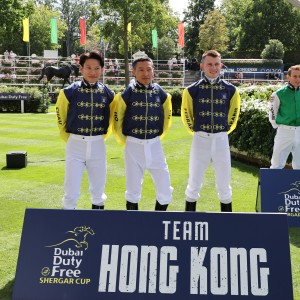 Jerry Chau, Vincent Ho and Luke Ferraris (left to right) pose at Ascot. Photo: Handout