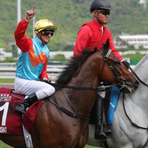 Ka Ying Rising, ridden by Zac Purton, wins the Group One Chairman’s Sprint Prize at Sha Tin. Photos: Kenneth Chan