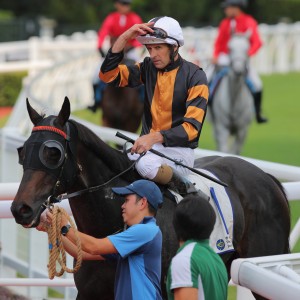 Hugh Bowman returns to the winner’s circle aboard Joyful Joy at Sha Tin. Photos: Kenneth Chan