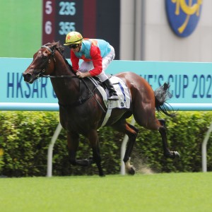 Ka Ying Rising scores a stunning victory in the Group Three HKSAR Chief Executive’s Cup at Sha Tin. Photos: Kenneth Chan