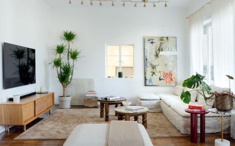 The living room of the Mid-Levels home of muralist and street artist Elsa Jeandedieu. Photo: Eugene Chan, Styling: Flavia Markovits