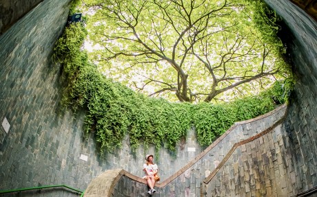 A spiral staircase at Fort Canning Park, a hilltop landmark in Singapore. Photo: Shutterstock