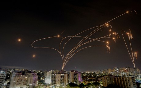 Israel’s Iron Dome anti-missile system intercepts rockets in October 2023 during the opening days of the Gaza war. Photo: Reuters