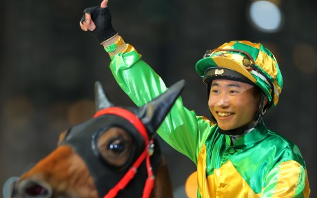 Dylan Mo celebrates after riding a winner at Happy Valley this month. Photos: Kenneth Chan