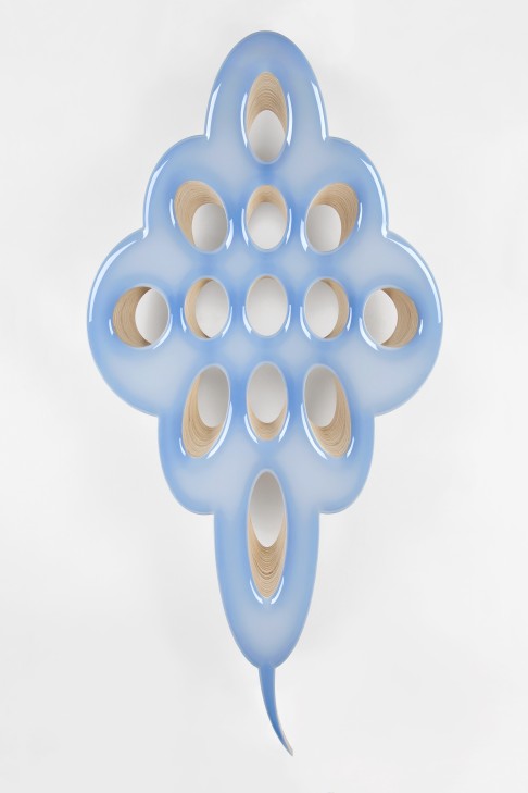 Donald Moffett, Lot 020619 (nature cult, fertile blue), 2019,
Pigmented epoxy resin and acrylic on wood panel support, steel, 250.8 x 121.3 x 16.5 cm
