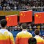 Chinese medallists (from left) Wang Liqin, Ma Lin and Wang Hao stand at attention for the national anthem during the awards ceremony for men’s singles table tennis, at the Beijing Olympic Games on August 23, 2008. Ma won gold, defeating Wang Hao who took silver, while Wang Liqin took bronze. Photo: AFP