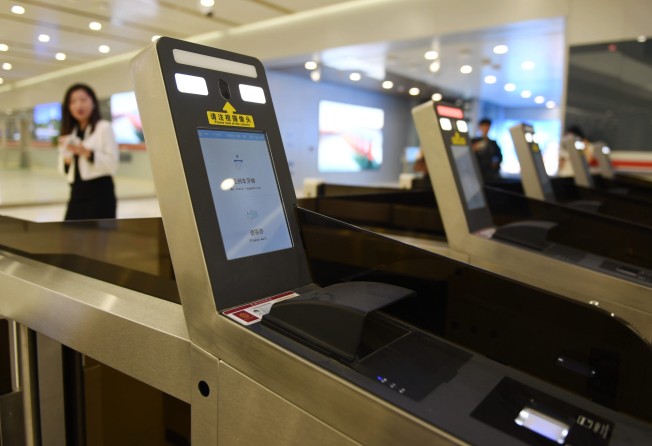 Facial recognition technology used for check-in facility at the Daxing Airport Railway Station in Beijing. Photo: Xinhua