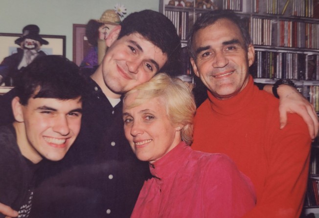 Begbie (second left) with brother Josh and parents Sally and Malcolm in Hong Kong in 1993. Photo: Couresty of David Begbie