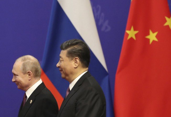 Russian President Vladimir Putin and Chinese President Xi Jinping attend an event at the Friendship Palace in Beijing. File photo: AP 