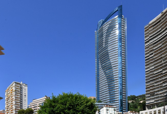 Monaco’s premier residential tower Tour Odeon commands beautiful views over the Mediterranean Sea. Photo: Knight Frank