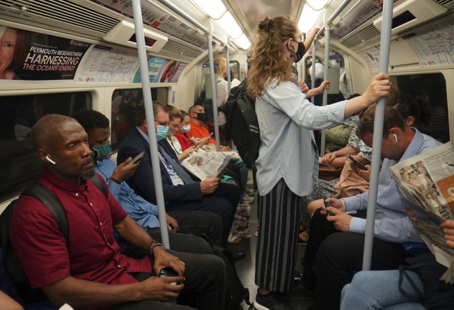 Commuters on a Jubilee Line Underground train in London. The Jabra study has sparked concerns over loneliness and a lack of social interaction. Photo: Getty Images
