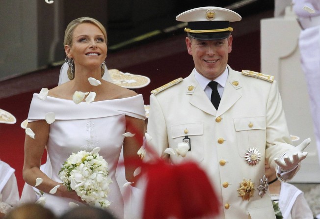 Prince Albert of Monaco and Princess Charlene leave the Prince’s Palace after their wedding in July 2011, in Monaco. Photo: AFP
