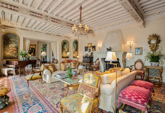 The house’s unapologetically ornamental interior marries vintage and contemporary elements to achieve the designer’s defining eclectic style. Photo: Anthony Barcelo
