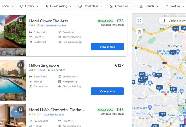 How to tell Google has eco-certified a hotel (see the Hilton Singapore above).