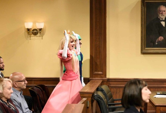 Grimes during a sketch on Saturday Night Live. Photo: NBC
