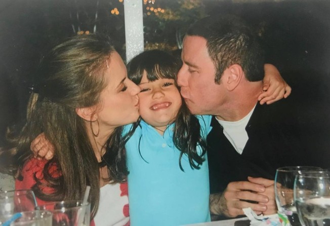 A photo of young Ella Travolta with her parents John Travolta and Kelly Preston. Photo: @ella.travolta/Instagram