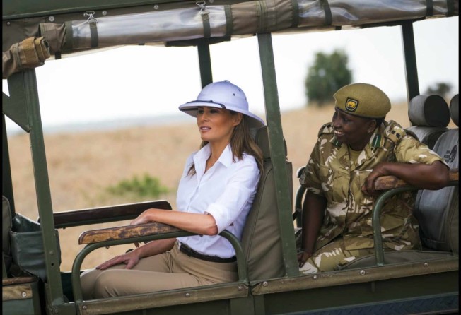 Melania Trump enjoying a guided tour of the Nairobi National Park. Photo: @kwskenya/Twitter